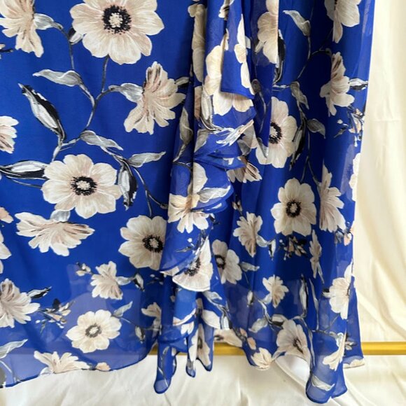 Jessica Howard Women's Plus 24W Blue Floral Faux Wrap Dress with Ruffle - Picture 11 of 13